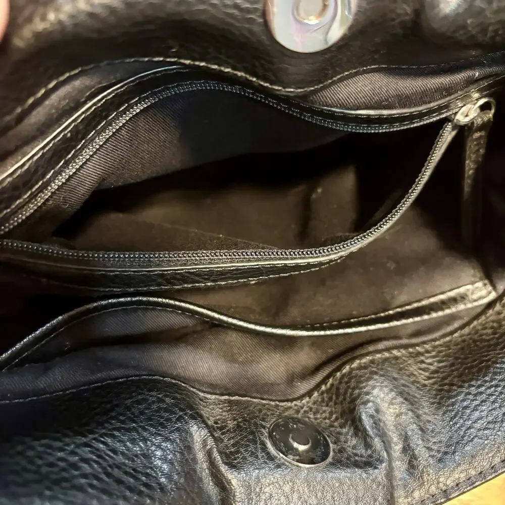 Y2K Abercrombie & Fitch Black Faux Leather Bucket Bag Crossbody Academia
